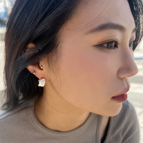 [ ZEROG ] silver square wave earrings