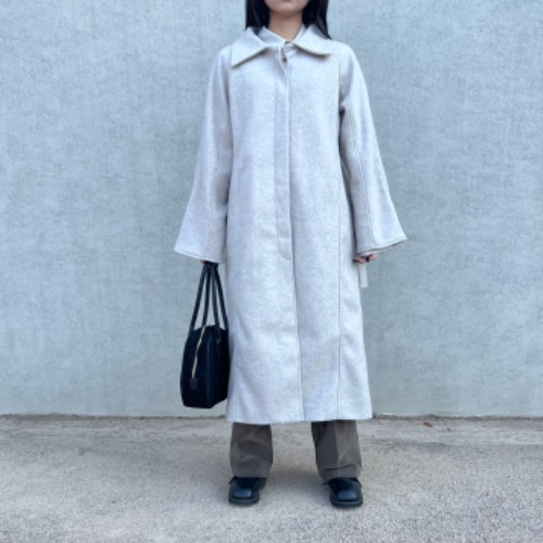 [ ZEROG ] wool button robe long coat _ light grey