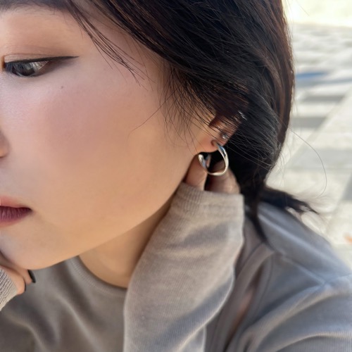 [ ZEROG ] silver wave ring earrings