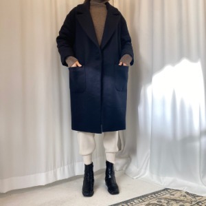 [ZEROG] pure wool 100% coat _ navy