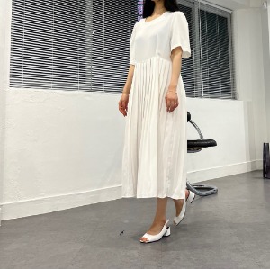 [ZEROG] pleats long dress _ white