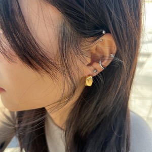 [ ZEROG ] gold square wave earrings